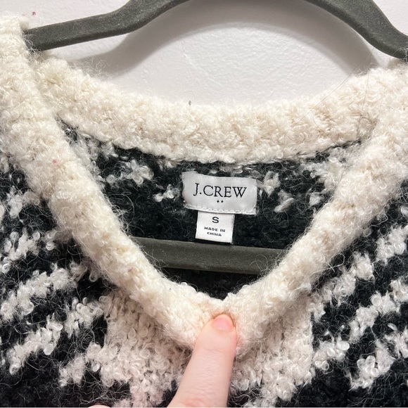 J. Crew Bouclé buffalo-check sweater Black / White Size Small - Picture 3 of 4